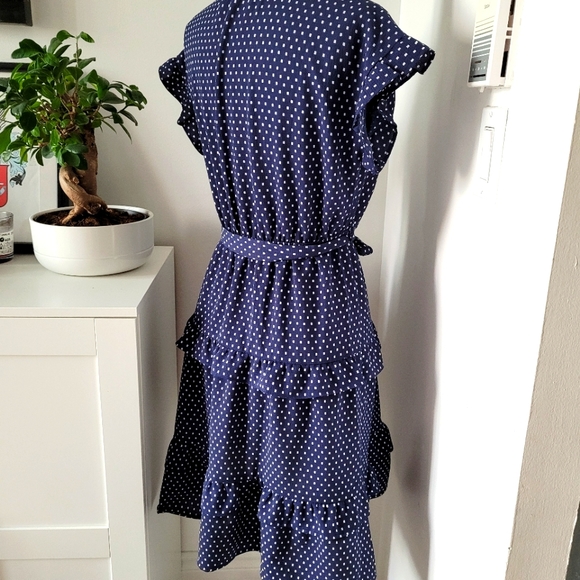 Monteau polka dot navy dress Size L - Picture 6 of 8